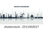 factory line manufacturing industrial plant silhouette background. Industry, factory and manufacture landscape vector illustrations. Cartoon flat industrial panoramic area with manufacturing plants, p