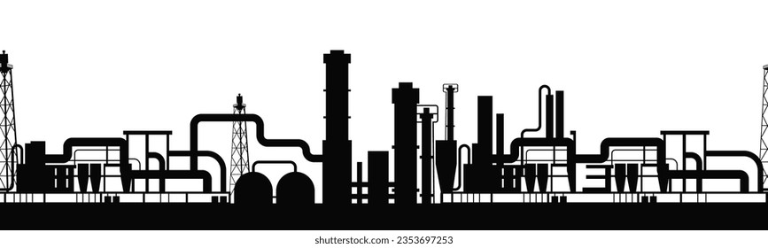 fondo de silueta de planta industrial de fabricación de línea de fábrica