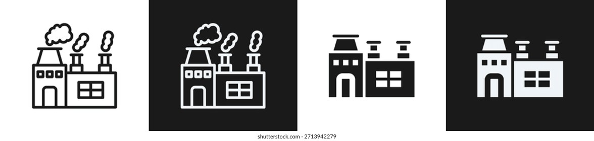 Línea De Fábrica N Estilo Del Icono Del Glifo En Fondo Blanco Y Negro