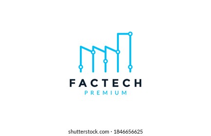 factory line outline connect building for technology logo vector icon design
