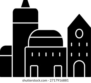 Línea de fábrica de diseño de iconos de Vector