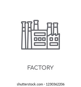 Factory linear icon. Modern outline Factory logo concept on white background from Industry collection. Suitable for use on web apps, mobile apps and print media.