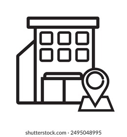 Factory location icon. Factory image.  Factory location icon line vector design illustration