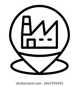 Factory Location Vector Line Icon Design