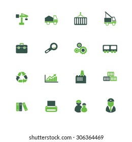 factory, logistics icons, signs, illustrations 