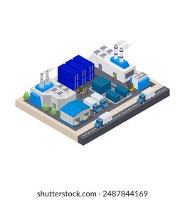 Factory and logistics warehouse isometric illustrated in vector
