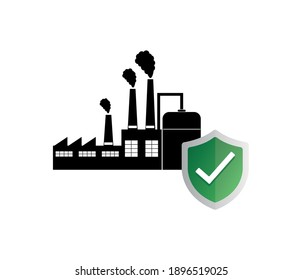 Factory logo. Building facility industrial, energy energy, occupational safety control Vector illustration