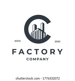 factory logo concept with letter C element.