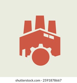 factory logo design with a minimalist concept and flat style