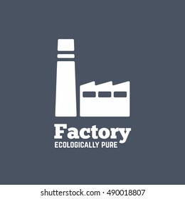 Factory logo design template concept. White color flat style Plant Icon isolated on dark background. Vector illustration