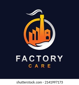 factory logo with hand concept