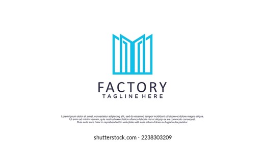 Logotipo de fábrica con vector de concepto de linearato