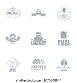 Factory logo set. Simple set of 9 factory vector logo for web isolated on white background