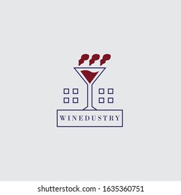 Factory logo template design, wine industry, vector illustration, 