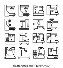 Factory Machine Automatic Industrial Machine Icons Stock Vector ...