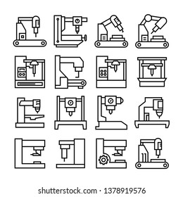 factory machine, automatic industrial machine icons