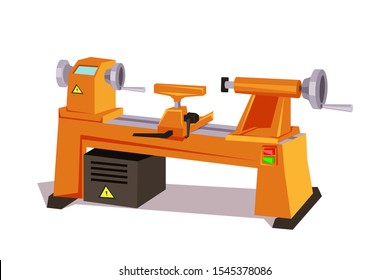 Factory machine flat vector illustration. Manufacturing equipment isolated clipart on white background. Metalworking robotic tool. Industrial machinery. Automotive electric enginery