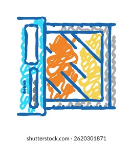 Máquina de la fábrica para el Vector de croquis del icono del doodle de la producción de cristal
