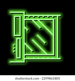 máquina factoría para la producción de vidrio, vector de señal de neón. máquina factoría para ilustración de producción de vidrio