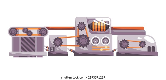 Factory machine heavy duty automatic industrial process with interconnected gear cogwheel