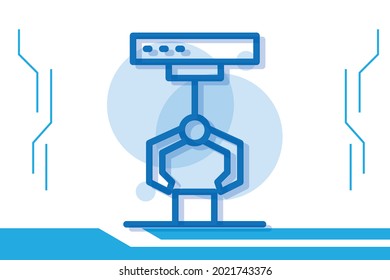 Símbolo de símbolo de máquina de fábrica de la colección de inteligencia artificial moderna para concepto móvil y diseño de aplicaciones web. Iconos de línea vectorial relacionados con tecnología digital y robótica inteligente. 
