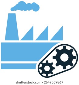 Vetor de ícone de máquinas de fábrica, representando equipamentos industriais, máquinas pesadas e automação na produção. Perfeito para ilustrar processos de fabricação, engenharia e avanço tecnológico