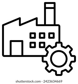 Ilustración vectorial de línea de icono de administración de fábrica