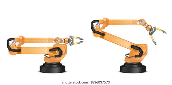 Manipulador de fábrica. Mano automática para transportador. ilustración vectorial