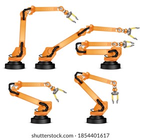 Factory manipulator. Automatic hand for conveyor. vector illustration