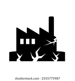 Factory or manufactur building broken icon. Damaged building icon . Earthquake icon vector. Can be used for Public Services or education purpose printable or digital template. Vector illustration edit