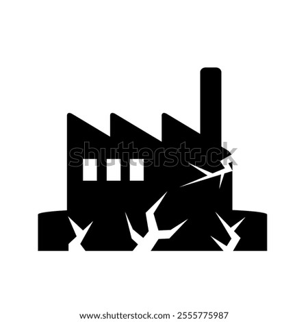 Factory or manufactur building broken icon. Damaged building icon . Earthquake icon vector. Can be used for Public Services or education purpose printable or digital template. Vector illustration edit