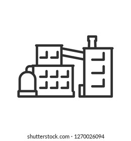 factory, manufacture building. linear icon. Line with editable stroke
