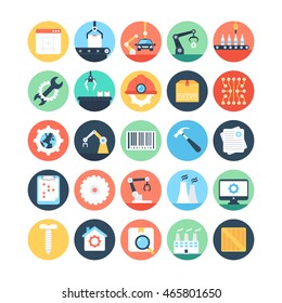 Factory Manufacturing Production Vector Icons 2