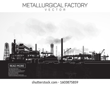 Factory and many pipes, heavy industry.