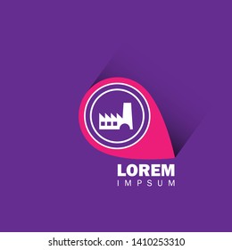 factory - map pin. usb connected logo concept