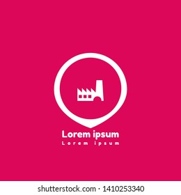 factory - map pin. usb connected logo concept