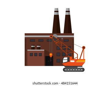 factory and mobile crane icon