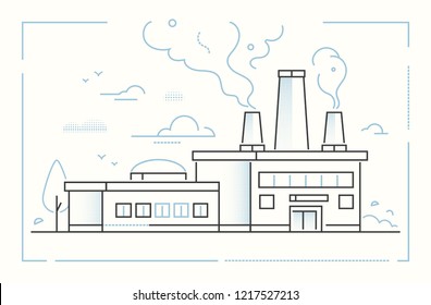 Factory - modern line design style vector illustration