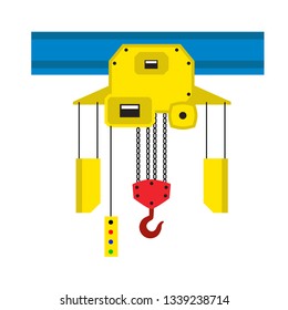 Factory move crane icon. Flat illustration of factory move crane vector icon for web design