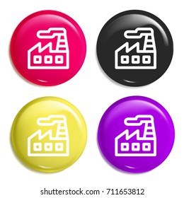 Factory multi color glossy badge icon set. Realistic shiny badge icon or logo mockup