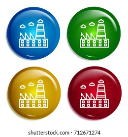 Factory multi color gradient glossy badge icon set. Realistic shiny badge icon or logo mockup