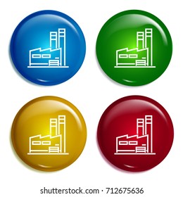 Factory multi color gradient glossy badge icon set. Realistic shiny badge icon or logo mockup