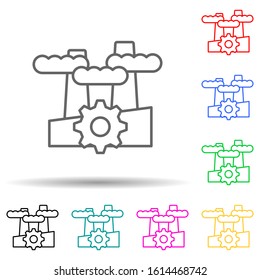 factory multi color style icon. Simple thin line, outline vector of manufacturing icons for ui and ux, website or mobile application