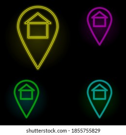factory neon color set icon. Simple thin line, outline vector of building landmarks icons for ui and ux, website or mobile application