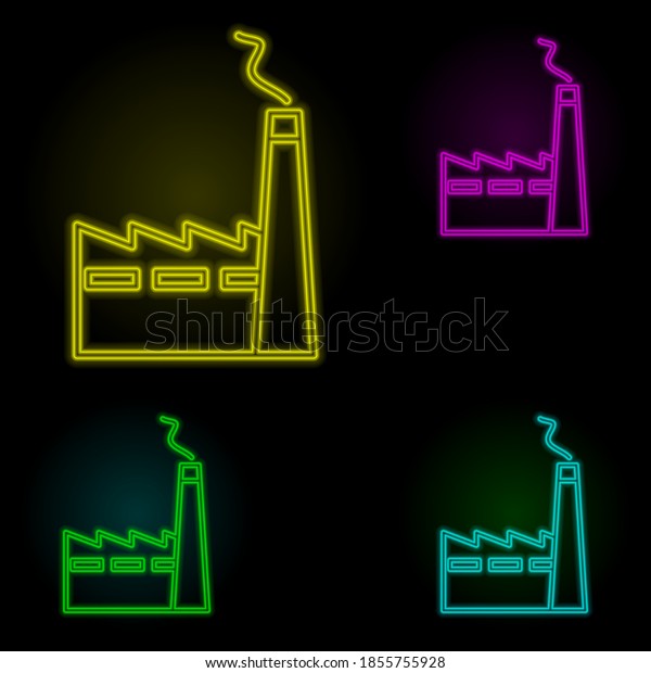 factory neon color set icon. Simple thin\
line, outline vector of building landmarks icons for ui and ux,\
website or mobile\
application