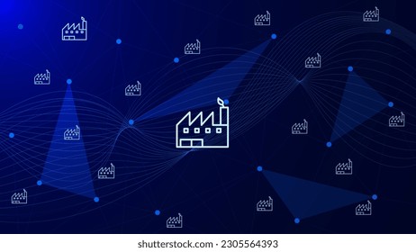 Factory network background with dots and lines connection. Innovative manufacture, modern industry and digitalization concept. Vector illustration.
