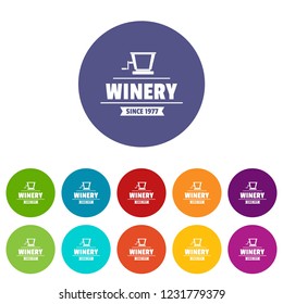 Factory old winery icons color set vector for any web design on white background