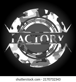 Fabrik auf grauem, getarntem Hintergrund 