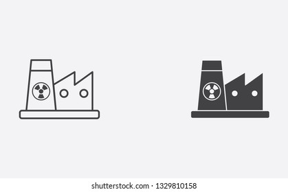 Factory outline and filled vector icon sign symbol
