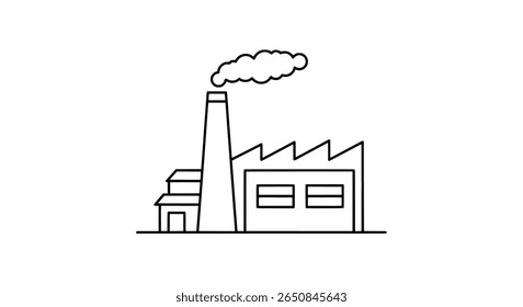 Factory outline icon. Industrial building symbol for manufacturing and production.